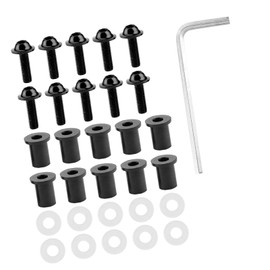 RASTKY 10 Piece Black Motorcycle Windscreen Screw Set Fits All Motorcycles with M5 Windshield Screw Pattern Anodised Surface with Simple (Black)