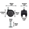 Keypak Swivel Castor Wheels - 40mm Black Hooded Twin Wheel