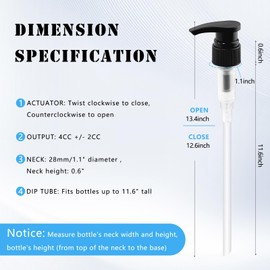 YBB Upgraded 28/410 Pump Dispenser Replacement Fits Most 1 Liter (33.8oz) Bottles for Shampoo, Lotion, Sanitizer (6 Pack)