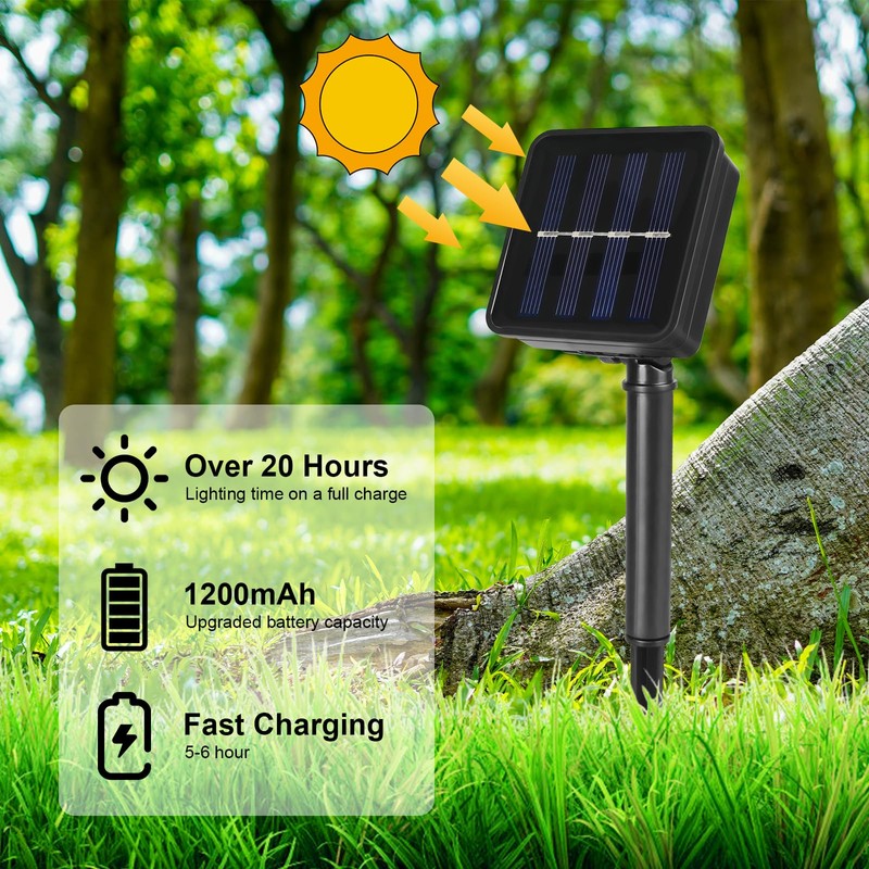SFNDOU 33FT 100LED Solar Rope Lights Outdoor Waterproof, White Solar
