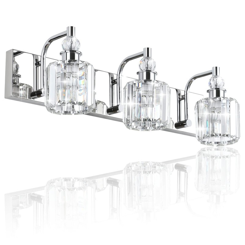 Ralbay Crystal Vanity Light Fixtures 3 Light Modern Crystal Bathroom