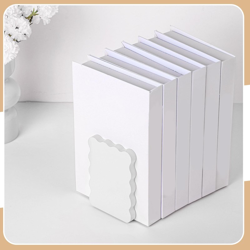 Skyygemm White Wood Scalloped Bookends for Shelves, Non Slip Decorative