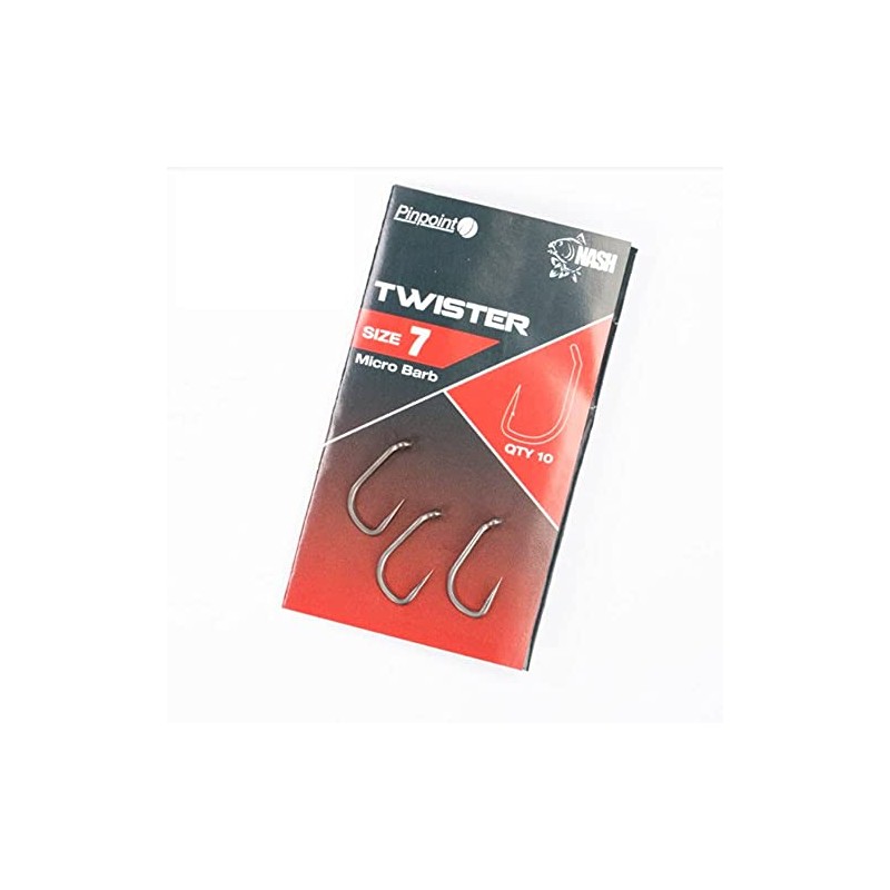 Nash Pinpoint Twister Hooks Barbless Qty 10 (Size 6)