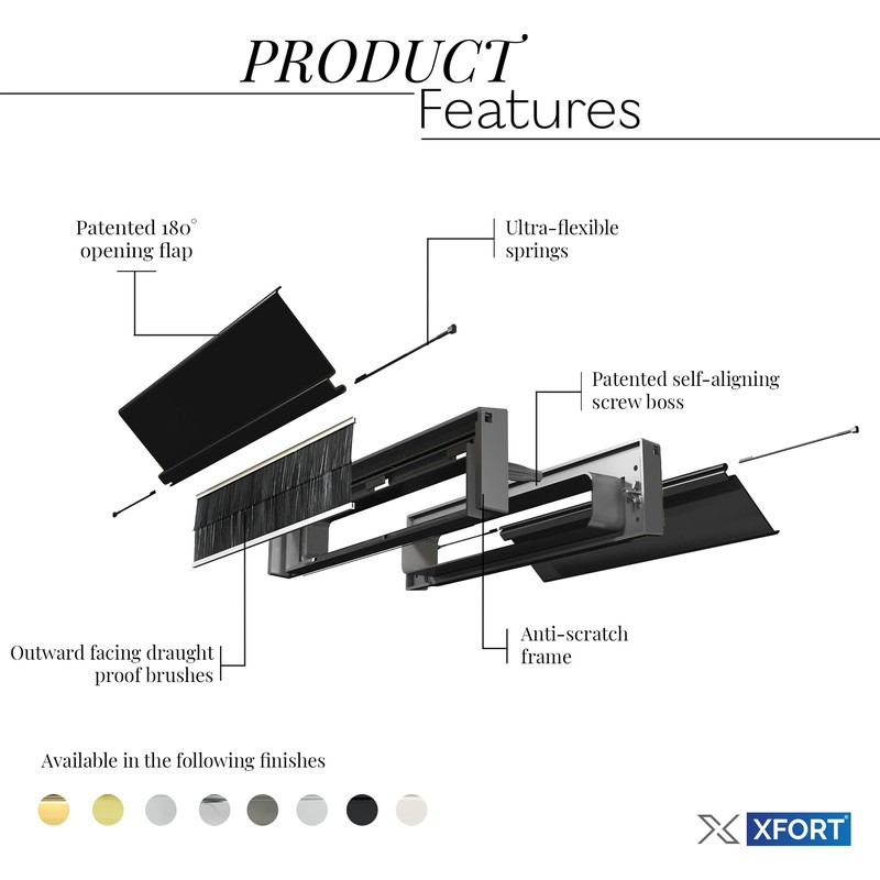 Xfort MailPlate 12" Letterplate Matt Black, Premium Draught Proof Postal