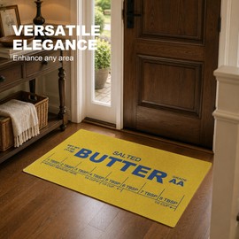 Funny Butter Kitchen Mat, Retro Baking Theme Door Mat for Home Bakery, Bread Baking Lover Gifts Doormat for Outside Outdoor Indoor Entryway 17x30in