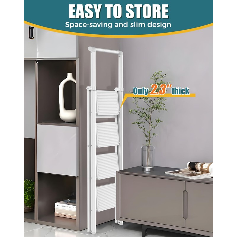 GORWARE 4 Step Ladder, Foldable Step Stools 330lbs Lightweight Sturdy