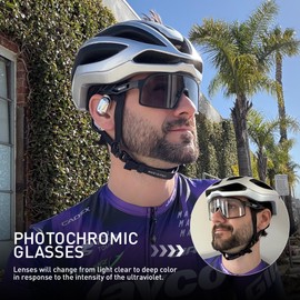 SCVCN Photochromic Cycling Glasses Men Women Mountain Bike Glasses Clear MTB Sports Sunglasses TR90 Biking Goggles Transition Bicycle Glasses Triathlon Running UV Protection