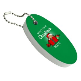 GRAPHICS & MORE Baby's First Christmas 2024 Floating Keychain Oval Foam Fishing Boat Buoy Key Float