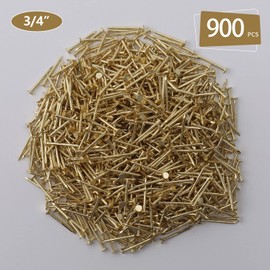 900pcs Gold Hardware Nails, 3/4'' × 17 Ga Brass Plated Finishing Nails, Flat Head Nails, Picture Nails, Hanging Nails, Wood Nails, Small Nails, Wire Nails