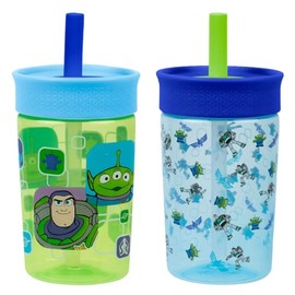 VIORA Termo Infantil Twin Tumb, Vaso Entrenador para Niños de 450 ml (2Pzs), Popote Flexible Antiderrames, Fácil de Limpiar, Ideal para Viajes, Botell