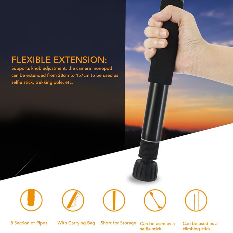 Camera Monopod, Aluminum Alloy Portable Travel Monopod with Storage Bag,