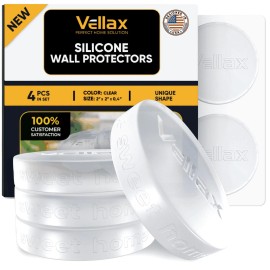 Vellax Wall Protectors   4 Pcs of Clear Rubber Knob Self Adhesive Guard Door Bumper