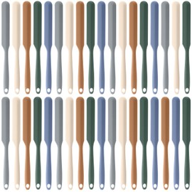 Honeydak 36 Pcs Mini Silicone Spatula Bulk 8.3 inch Small Rubber Spatula with Long Handle Heat Resistant Jar Cake Cream Butter Scraper Resin Craft Non Stick Kitchen Tools for Baking Cooking Mixing