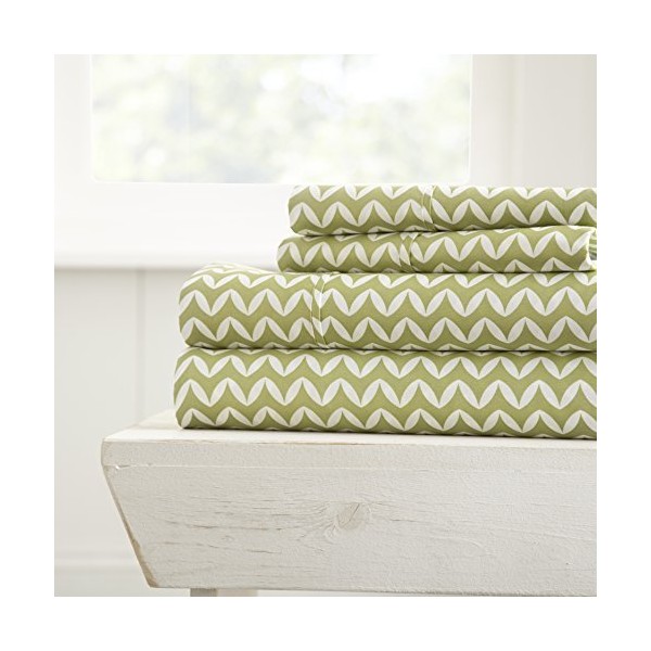 ienjoy Home 4 Piece Sheet Set Patterned, King, Puffed Chevron