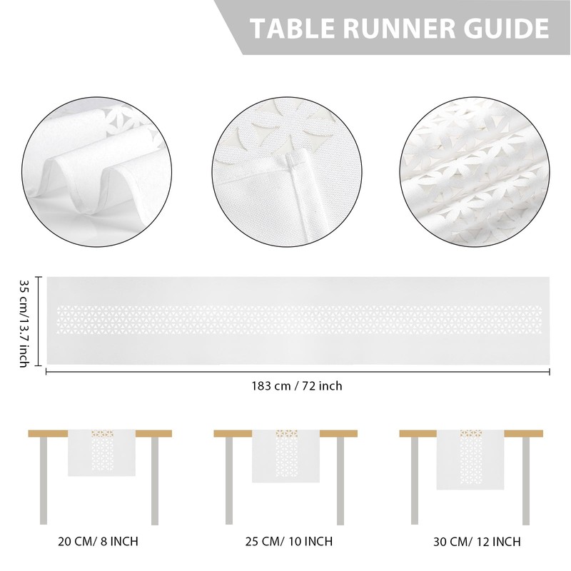 BAZIOE Table Runner White Modern Linen Table Runner Washable Table