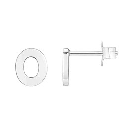 PAVOI 14K White Gold Plated Sterling Silver Alphabet Letter Earrings | Initial Earrings | Letter O