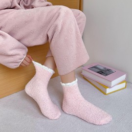 5 Pares de Calcetines de Mujer, Calcetines Cálidos Gruesos de Otoño E invierno para Mujer, Calcetines de Lana Coral, Calcetines de Punto Clásicos ​​para Senderismo de Invierno, Montañismo