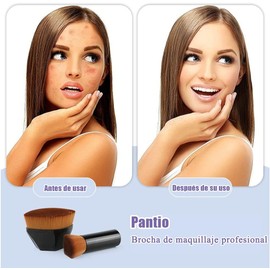Brocha Kabuki, Brochas de Maquillaje Profesional con Brochas para Contorno y Esponja Maquillaje, Brocha para Base de Maquillaje con Tapa Plana para Base Mezcla Líquida Crema Polvo Impecable Contorno, Brocha de cerdas sintéticas prémium - Negro