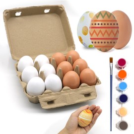 12pcs Wooden Fake Eggs, 2-Color Wooden Easter Eggs, DIY Kitchen Pretend Game Food Set, Children's Kitchen Game Toys, Home Decoration Products, Fake Eggs for Home Farm Decoration