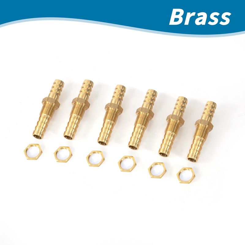 Brass Hose Connection Adapter, Pack of 6 8 mm Hose