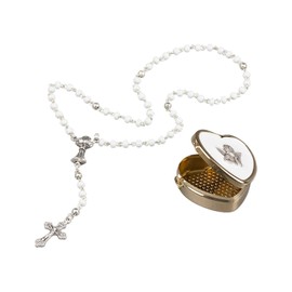 For First Holy Communion....Petite Rosary in Golden Heart Box, Raphael Angel.
