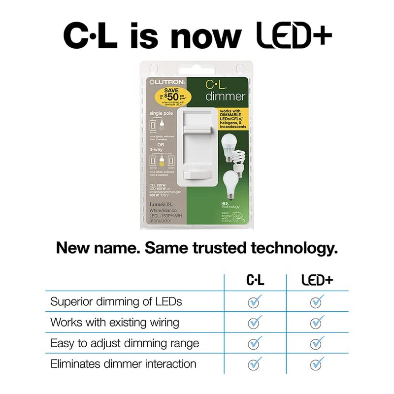 Lutron Lumea C-L White 150 watts Slide Dimmer Switch 1