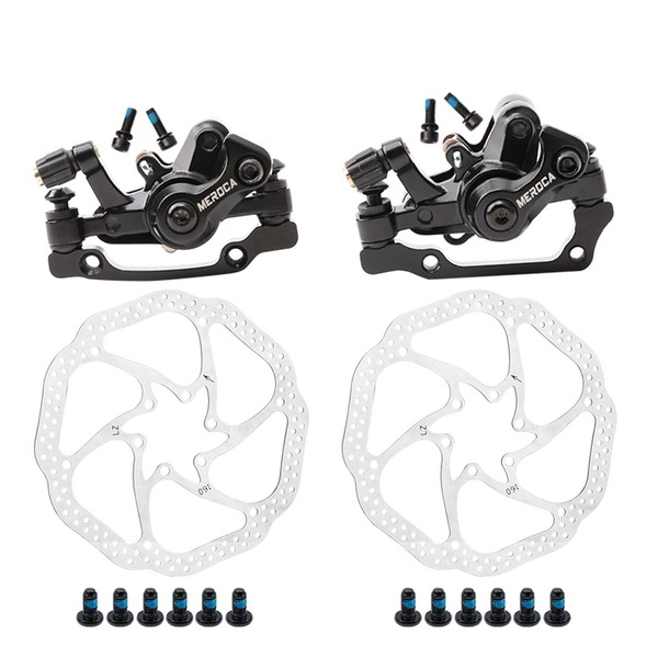 1 Pair Bicycle Mechanical Disc Brakes Front Rear Disc Brakes Aluminum Alloy Waterproof with 160mm Rotor and Bolts for Mountain Bike, Road Bike