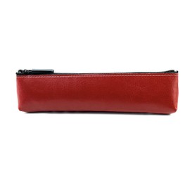 DELMON VARONE Pencil Case with Zip Made of Vegan Eco Faux Leather - Classic Pencil Case for Pens, Ballpoint Pens & Pencils - Pen Case & Pencil Case Sustainable, red, pencil case