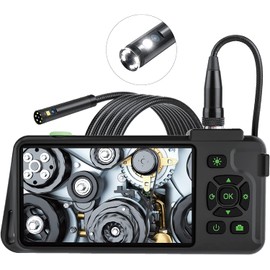 Fiber Scope, 0.3 inch (7.8 mm) 2 Lenses, 4.5 inch IPS LCD Screen, Digital Endoscope, Recording, 1080P HD, Dual Lens, 0.3 inch (7.8 mm) Ultra Thin Snake Camera, IP67 Waterproof Camera, Borescope with LED Light, Industrial Endoscope Camera, 16.4 ft (5 m) C