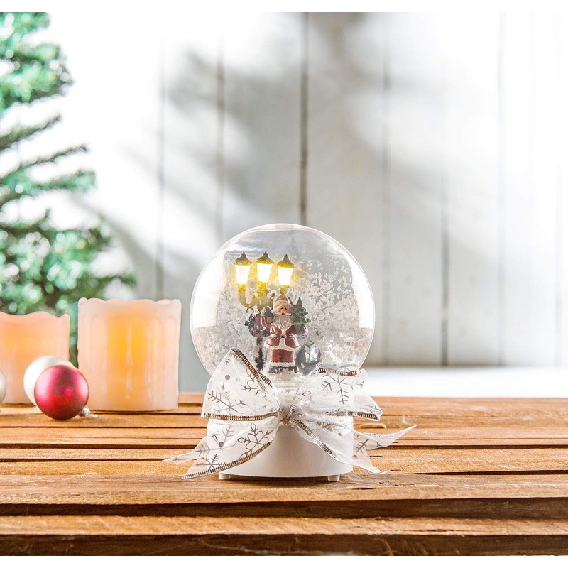 Infactory Christmas Decoration: Singing Santa Snow Globes, Touch Activated, LED