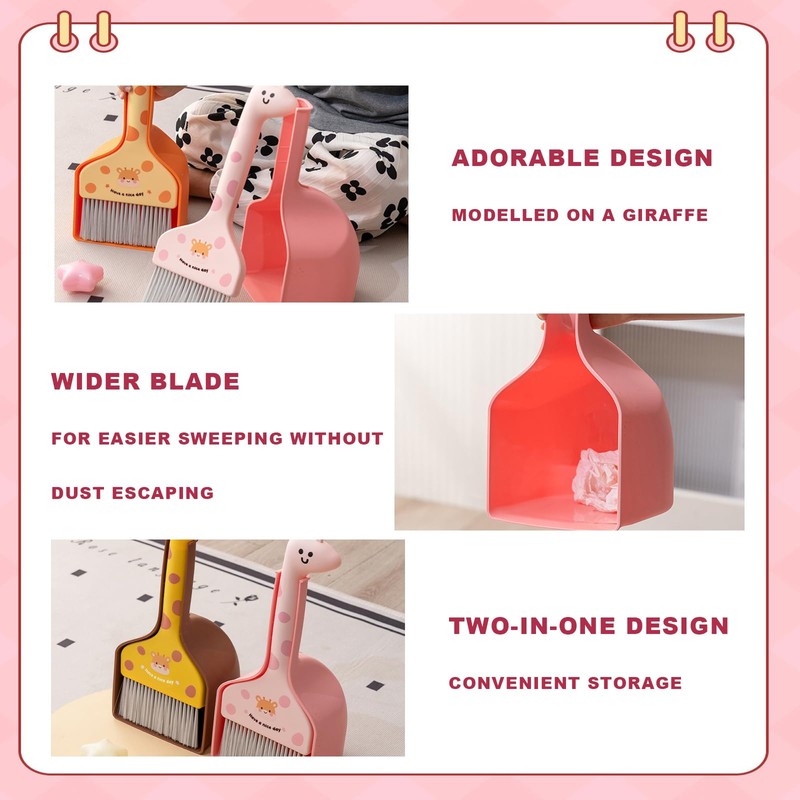 Mini Broom and Dustpan Set Cartoon Small Broom with Dustpan