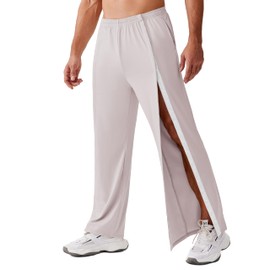 Deyeek Men's Post Surgery Pants 2 Side Snap Botton Adaptive Clothing Casual Break Away Pants Male with 2 Pockets Light Gray X-Large