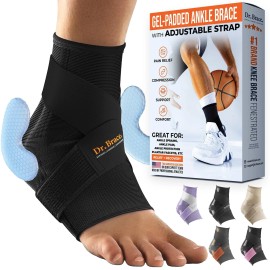 Dr. Brace Elite Ankle Brace with Strap, Black, Large