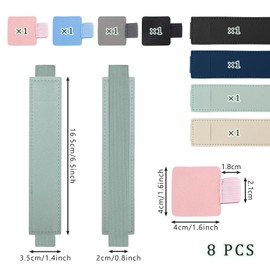 SYEYCW 8 Pcs Pen Holder for Notebook, Pen Clip for Notebook PU Leather Pencil Case Holder with Elastic Band, Adjustable Pencil Sleeve Pouch, for Diary Book Journal School Stationery Office Supplies