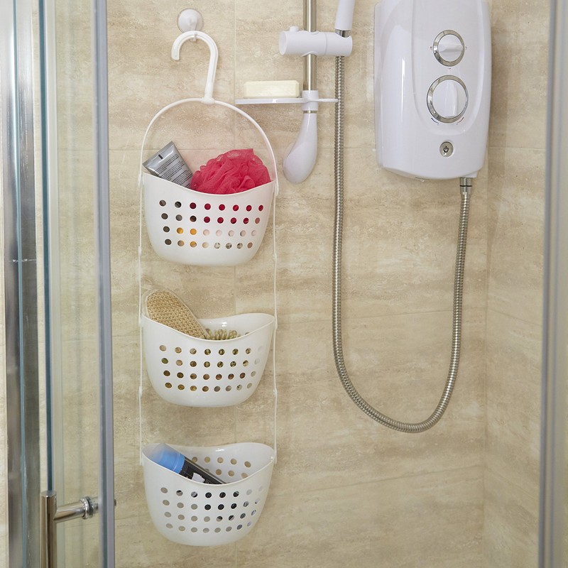 Premier Housewares 3-Tier Shower Caddy - White, W22 x D16