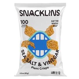 SNACKLINS Plant Based Crisps - Vegan Healthy Snacks - Gluten Free, Grain Free, Plant Based Crisps, 100% Kosher For Passover, Low Calorie - No Added Sugar, Crunchy, Puffed Snack - Sea Salt & Vinegar - 3oz Bag (Single Bag, Sea Salt & Vinegar)
