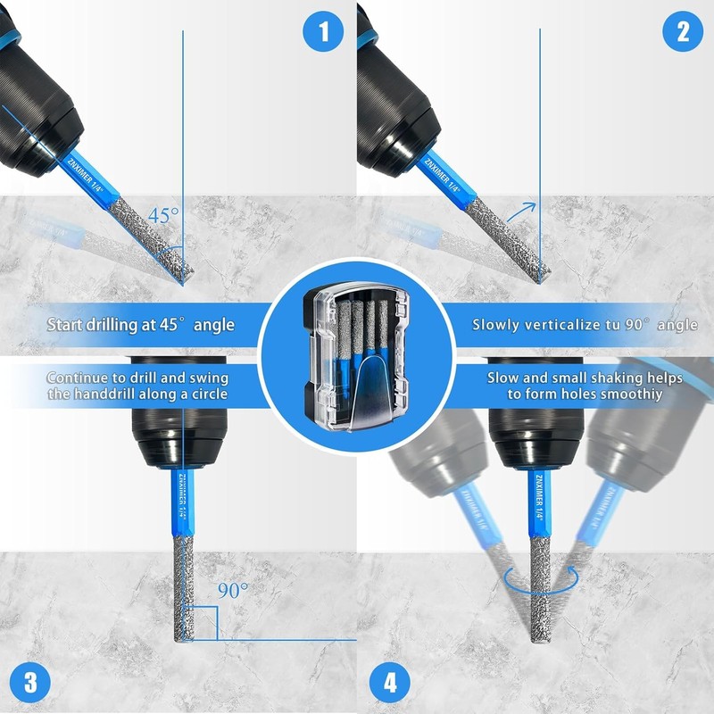 ZNXIMER 5pcs Diamond Drill Bits Set for Ceramic, Porcelain, Glass,