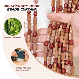 BECHAEO Handmade Beaded Door Curtain for Doorway Boho Hanging Door Bead Curtain for Hallway Closet Bedroom Living Room Divider Hippie Aesthetic Room Decor, 35.5 x 75 Inches Brown