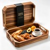 Wooden Serving Tray with Metal Handles, Acacia Wood Rectangular Decorative