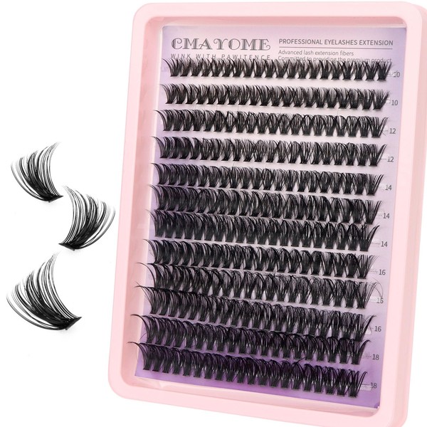 MOTIBACK 240PCS Natural Cluster False Eyelashes with 10-18mm Individual Eyelashes
