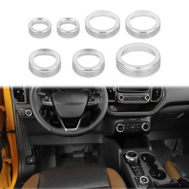 JWWY Air Conditioner Headlight Switch Knob 4WD Wheel Drive Trailer Gear Shift Switch Knob Cover for 2021-2025+ Ford Bronco Sport Accessories Aluminum Alloy 7PCS Silver（Don't fit Bronco）