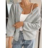 Cicy Bell Womens 3/4 Puff Sleeve Cardigan Sweater Fall Trendy
