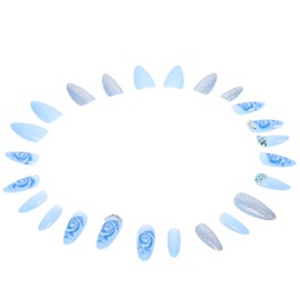 FOMIYES 24pcs Nails Artificial Fake Nails for Women Girls Unique Floral Design for Parties Weddings Daily Wear Sturdy Chic Manicure Art