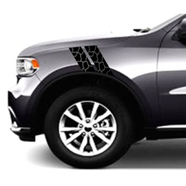 Rock Fender Hash Mark Bars Vinyl Racing Stripes Graphic Decals 4" (Fits Dodge Durango) Driver Side - Black Matte