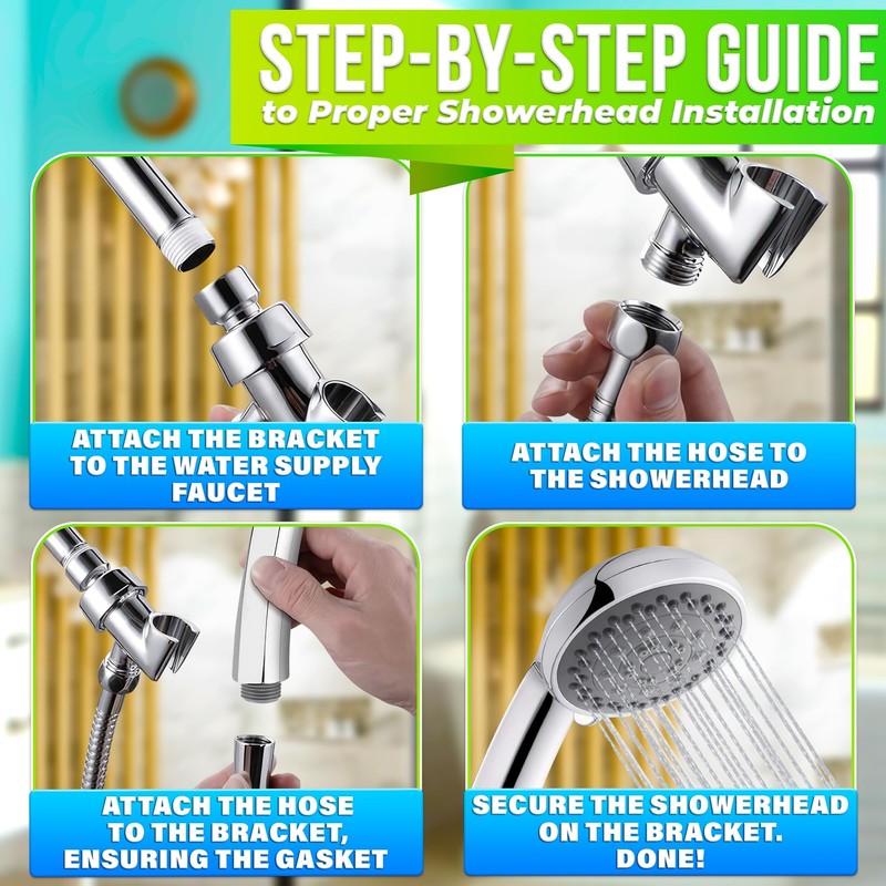 5-Mode Handheld Shower Head with Hose 4.9 Ft - Shower