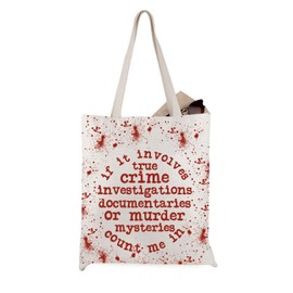 WCGXKO True Crime Lover Gift Crime Show Fans True Crime Junkie Canvas Tote Bag