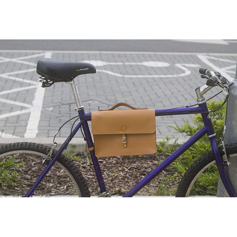 London Craftwork Classic Frame Satchel for Bicycle Genuine Leather Honey