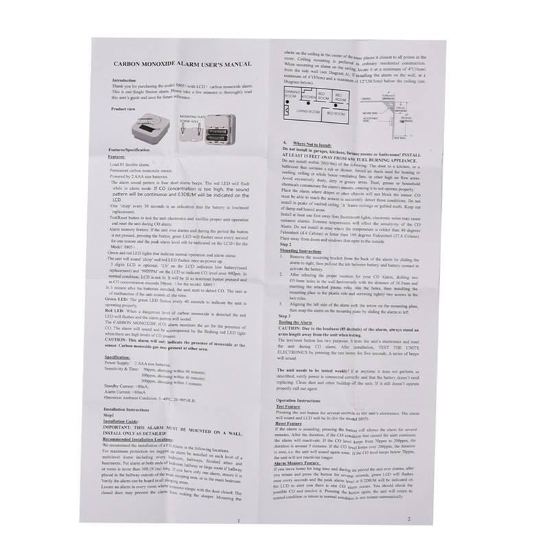 CO Carbon Monoxide Detector Poison Gas Sensor Home Security Alarm