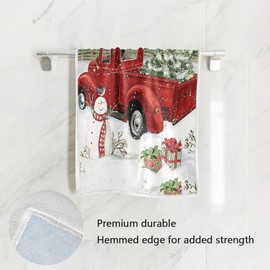 Christmas Red Truck Snowman Hand Towels 16x30 in Xmas Tree Snowflake Bathroom Towel Ultra Soft Highly Absorbent Winter Cardinal Bird Bath Towel Kitchen Dish Guest Towel Merry Christmas Decorations