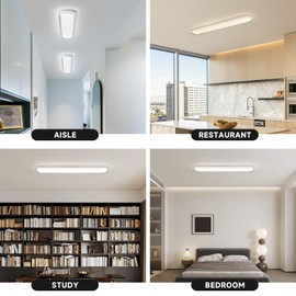 Naroume 47.1 Inch Dimmable Metal LED Ceiling Light,Slim, Edge Lit - 65W Full Spectrum Linear Ceiling Lamps,3000-6500K Modern Ultra Thin Low Profile Light Fixture for Kitchen, Home & Office Hallway